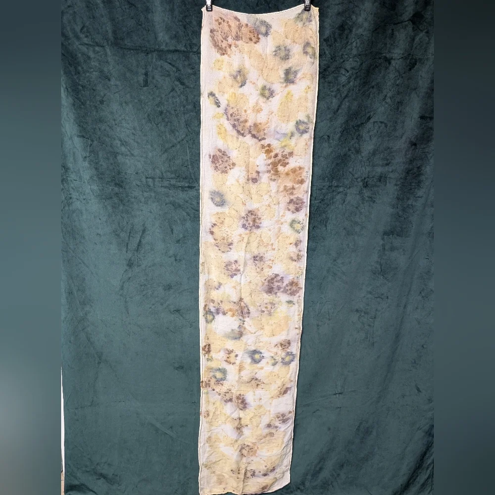 Elegant Eco-Printed Hand Dyed Natural Multicolor Scarf
